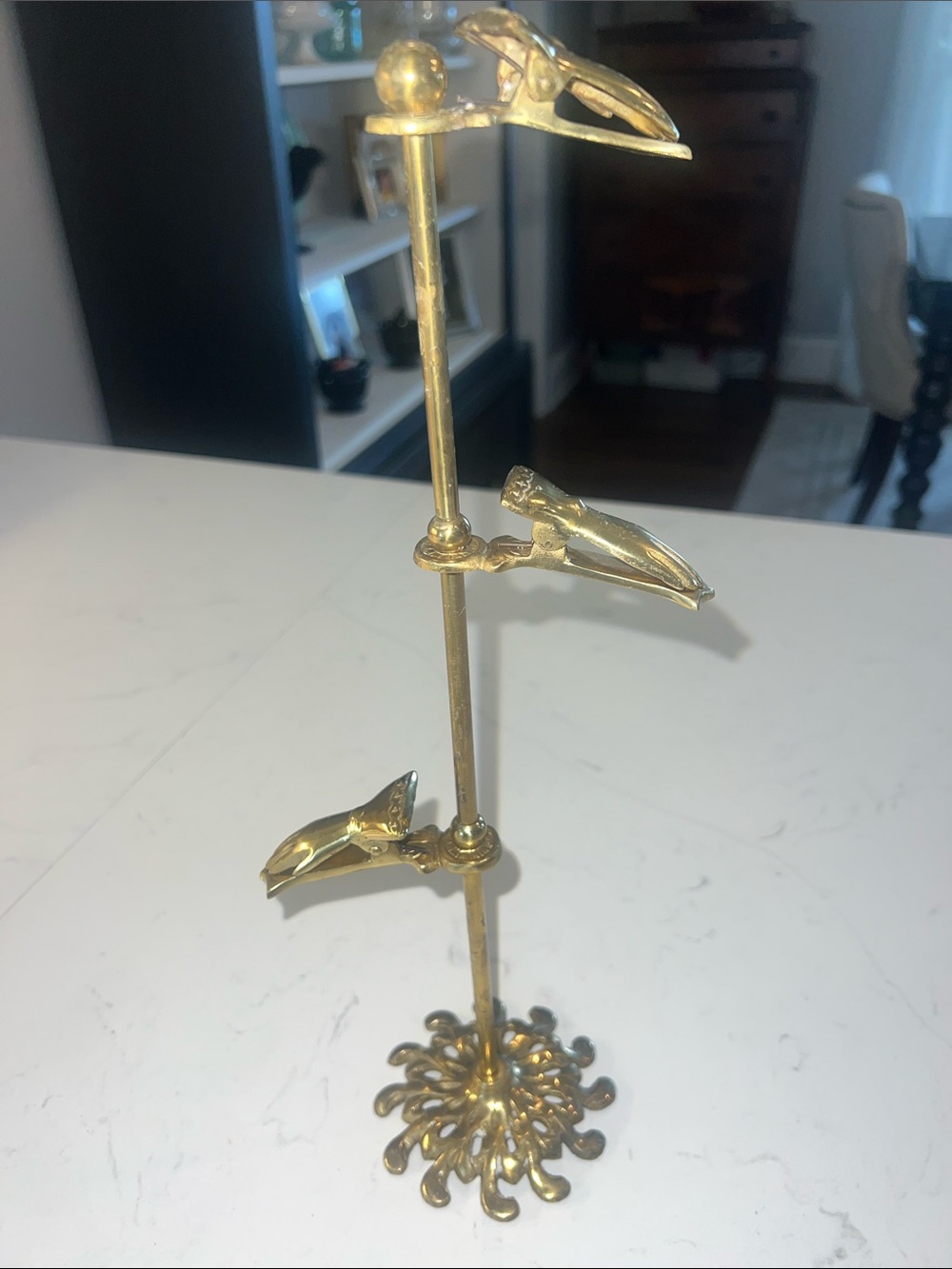 Japanese brass hand clamp stand - Victorian style paper holder- rare item !